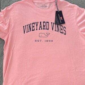 Vineyard Vines Pink Tee with Navy Logo-Firm price